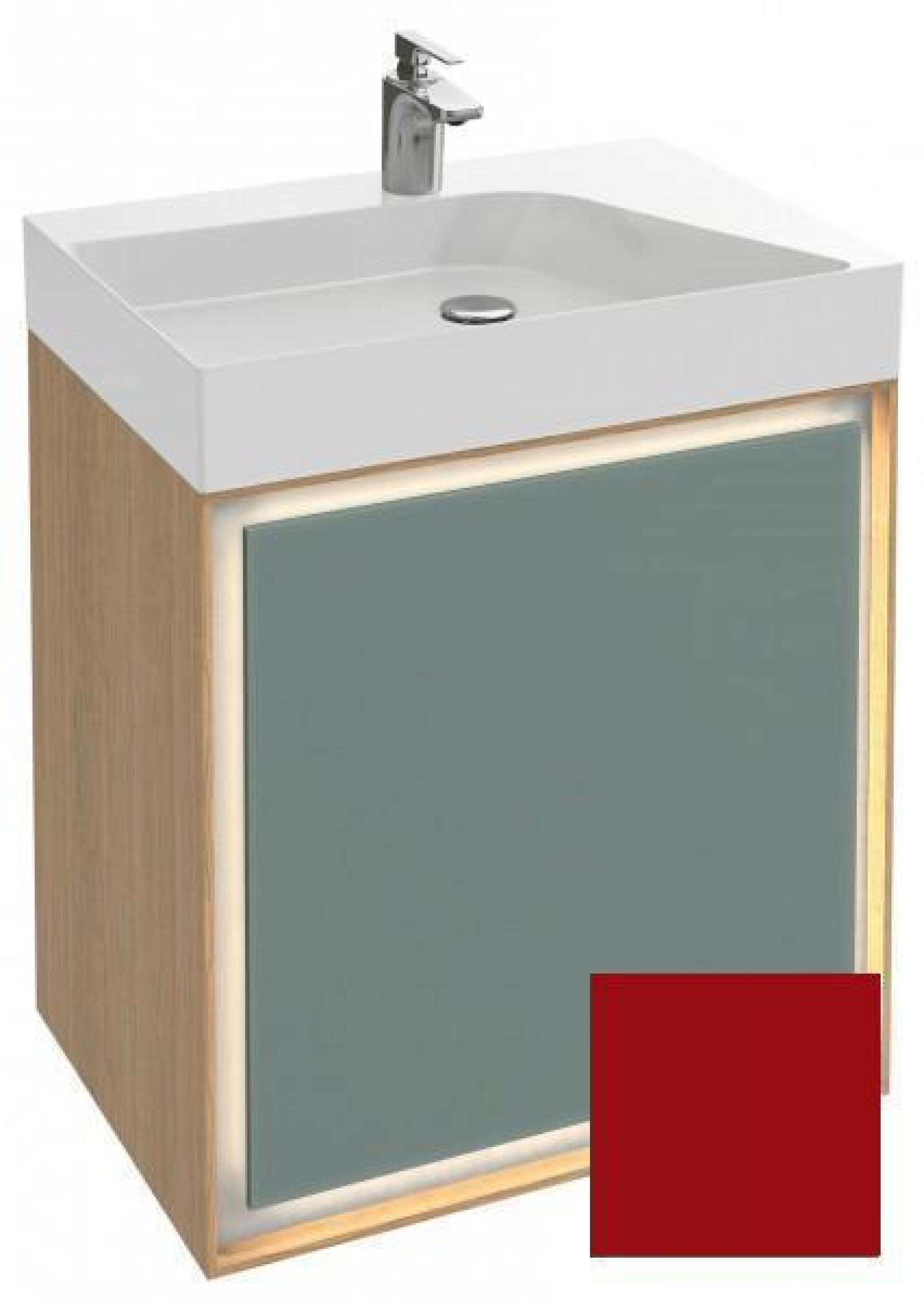 Комплект мебели 65 см Jacob Delafon Rythmik pure с раковиной EVO112-00, тумбой EB1770-M69, матовый тёмно-красный